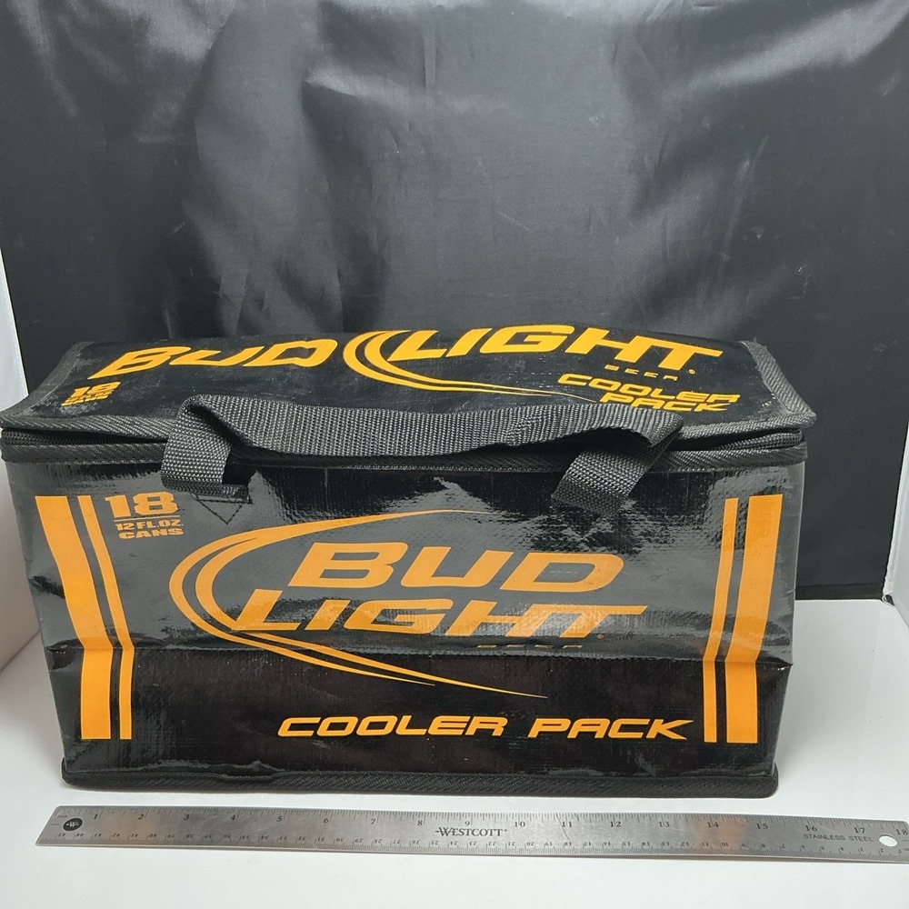 2009 Bud‎ Light Cooler Pack, Holds 18 Cans - Black w/ Yellow Text Variant HTF